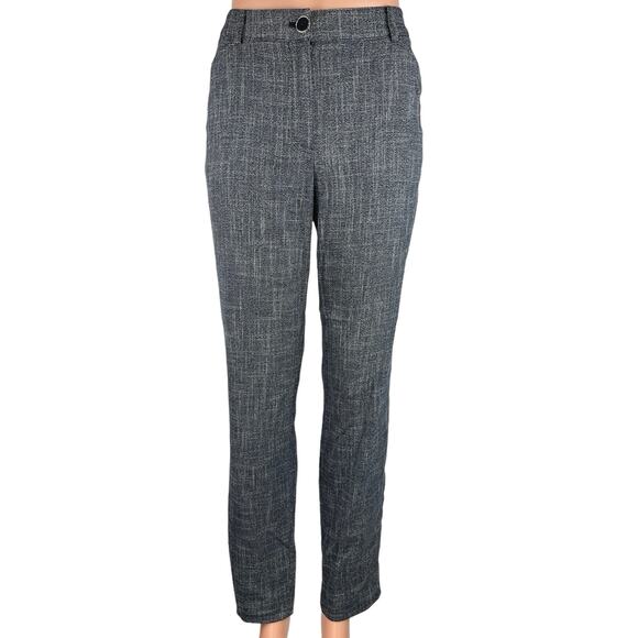 Tommy Hilfiger Women's Gray Tapered Leg Tweed Plaid Chino Trouser Pants Size 10 - Picture 1 of 5